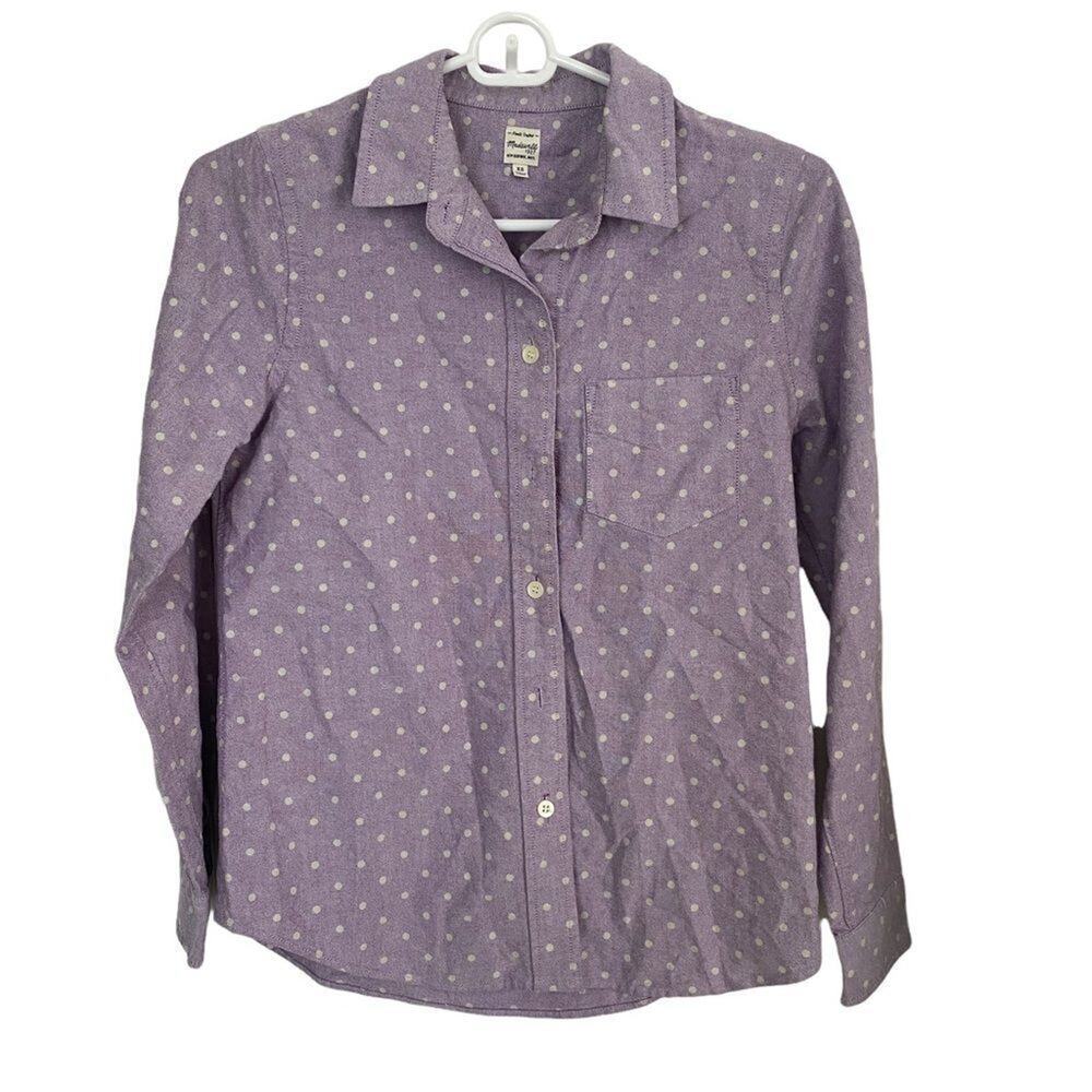 Madewell Purple Polka Dot Long Sleeve Button Down Sz XS